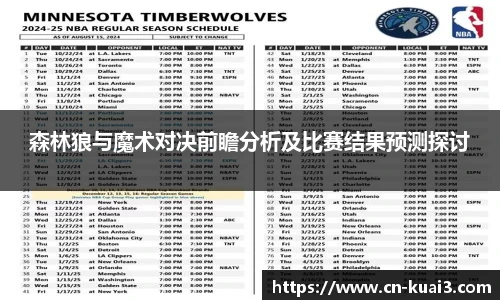 森林狼与魔术对决前瞻分析及比赛结果预测探讨